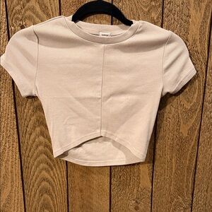 Garage Cream Ribbed Cropped Tee